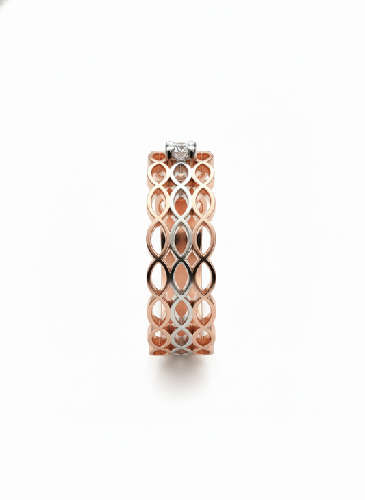 Auric Lattice Ring – 18K Rose Gold Rhodium Plated