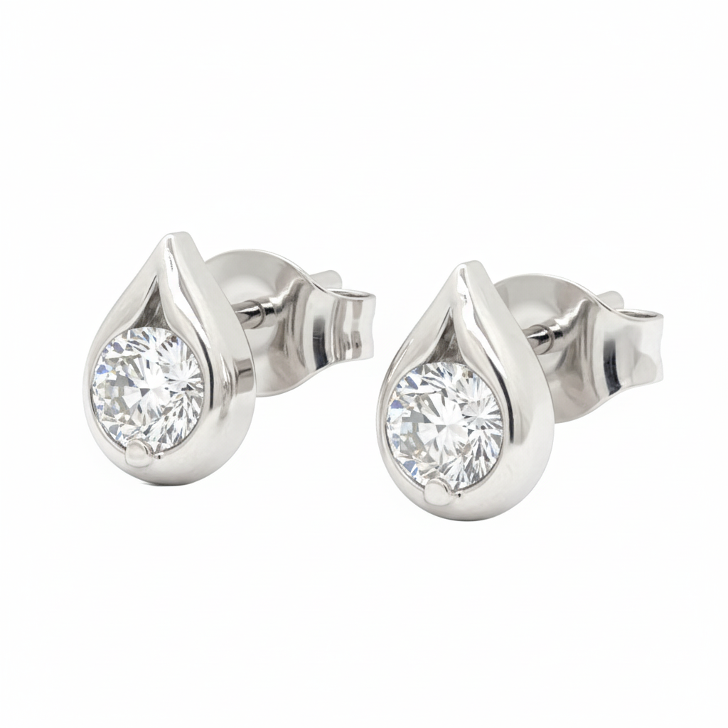 Auro Shimmer Dome Earrings – 18K Rose Gold Rhodium Plated