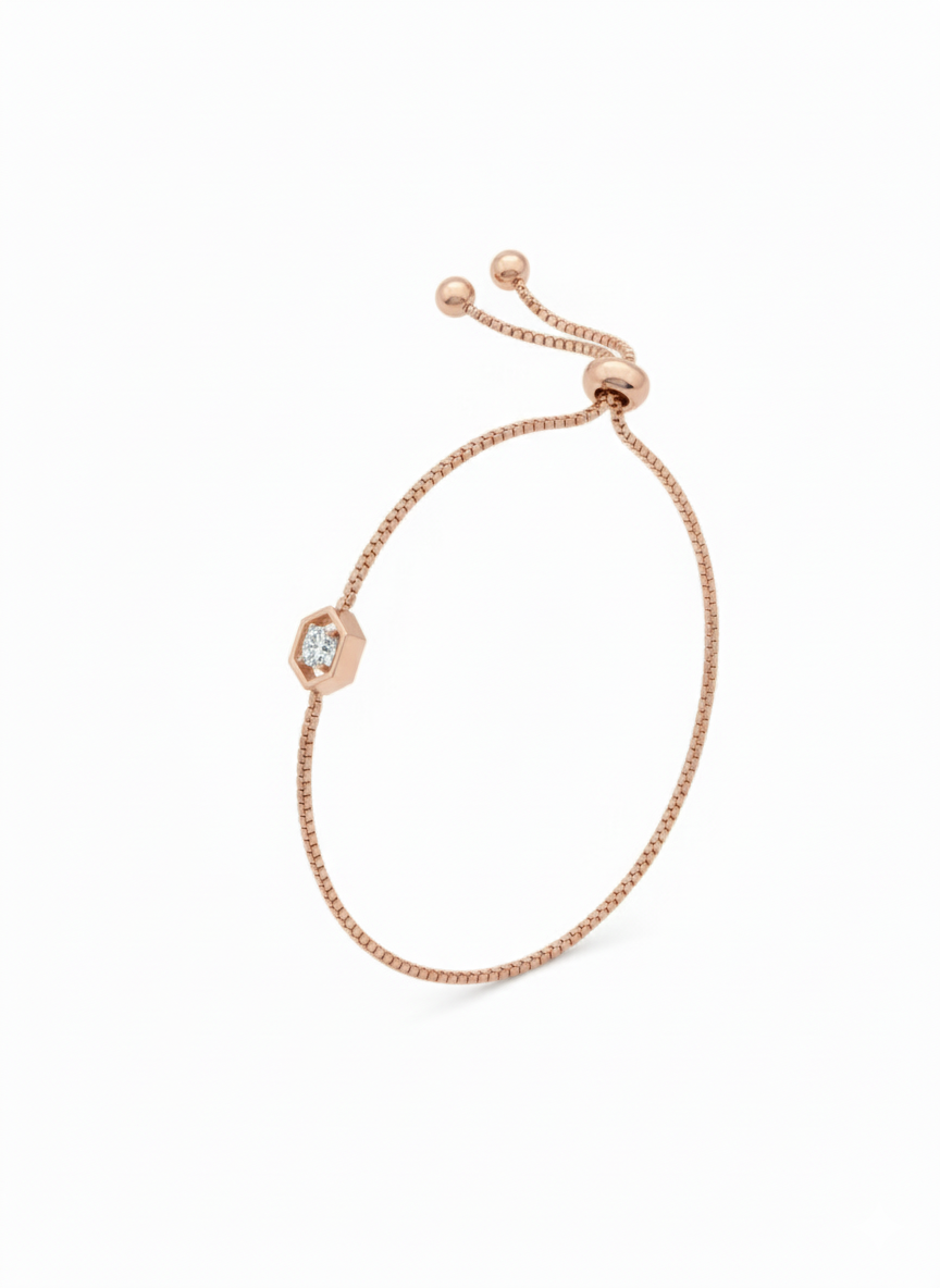 Radiant Prism Link Bracelet – 18K Rose Gold Rhodium Plated