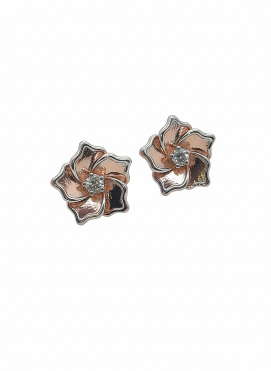 Blush Petal Studs – 18K Rose Gold Rhodium Plated