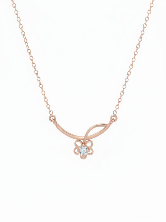 Serina Petal Arc Pendant – 18K Rose Gold Rhodium Plated