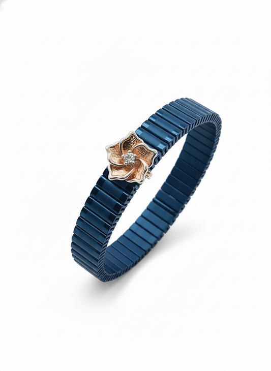 Flora Flex Band Bracelet – 18K Rose Gold Rhodium Plated