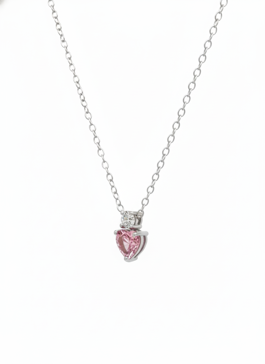 Rosé Whisper Pendant – 18K White Gold Rhodium Plated