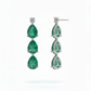 Flow Diamond Earrings with Gemstones - 18K White Gold Rhodium Plated