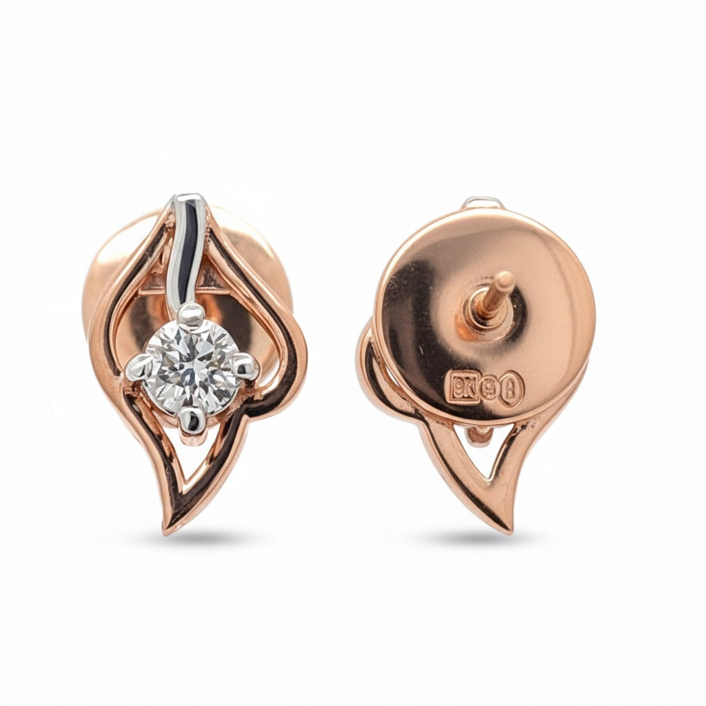 Seraph Leaf Studs – 18K Rose Gold Rhodium Plated