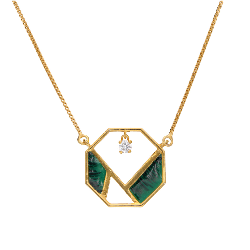 Green Meena Diamond Pendant