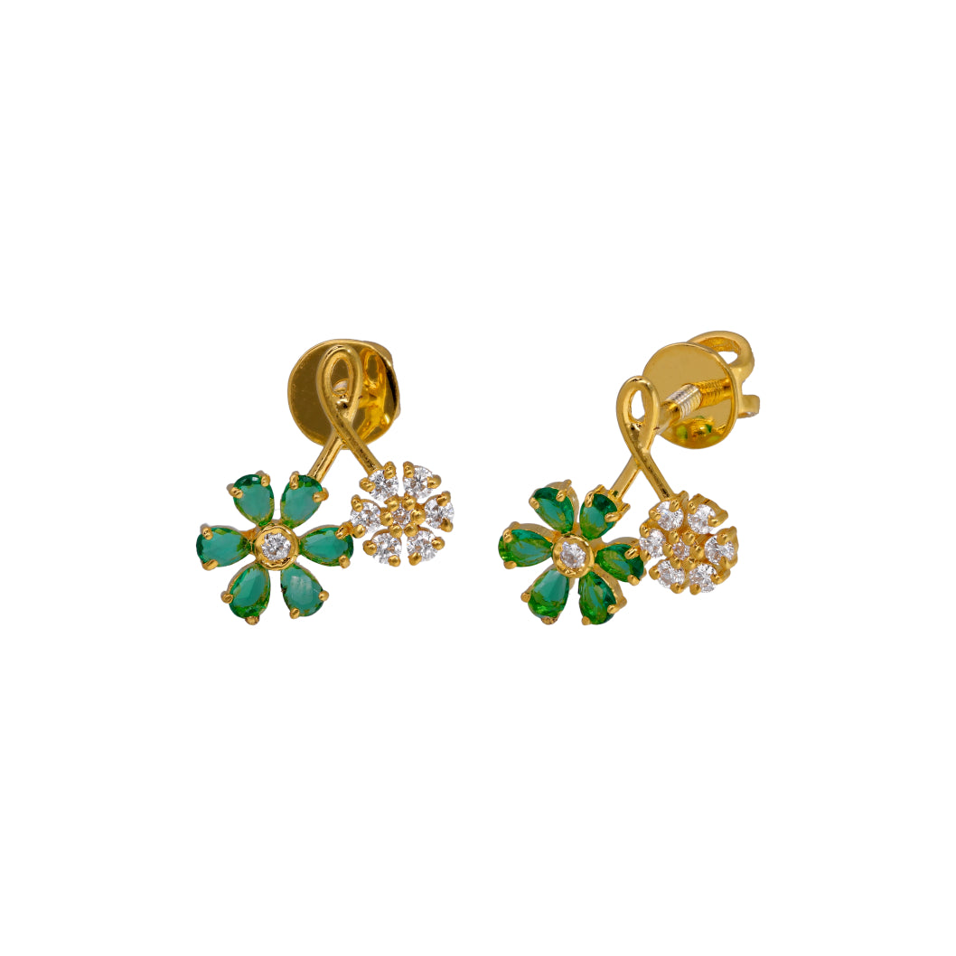 Green Petal Diamond Earrings