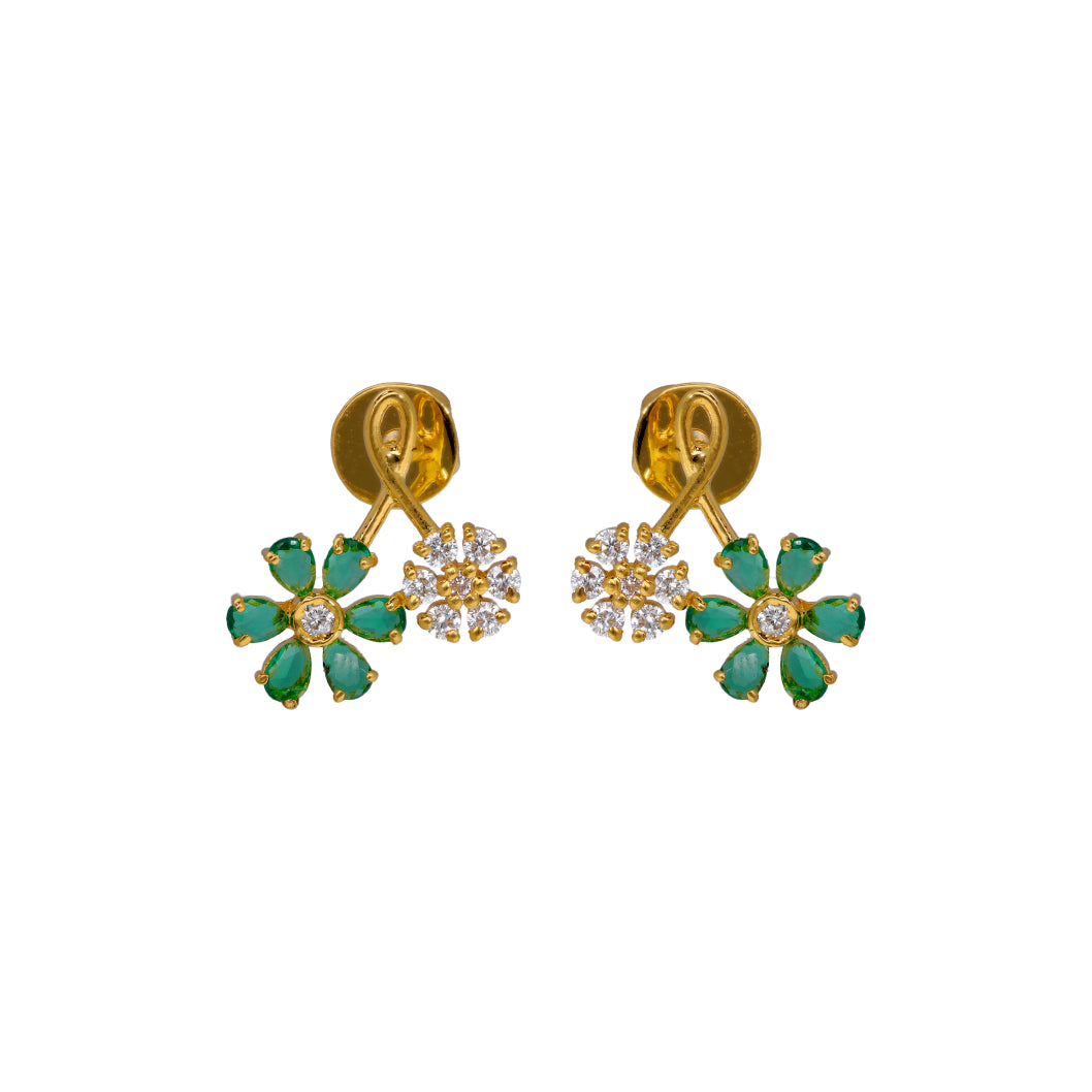 Green Petal Diamond Earrings