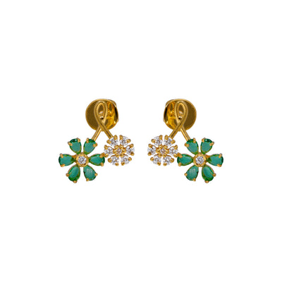 Green Petal Diamond Earrings